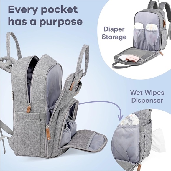 ❌SOLD❌RUVALINO Diaper Bag Backpack, Baby Changing Bags, Large Capacity - Picture 8 of 10
